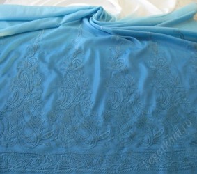 Вышивка на батисте Деграде,Голубой,Белый (GS16130 GSK-2383N-1 C#2 BLUE)