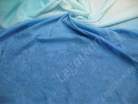 Вышивка на батисте Деграде,Синий,Бирюзовый,Белый (GS16130 GSK-2604A-1 C#5 BLUE)